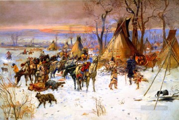 indian hunters return 1900 Charles Marion Russell Oil Paintings